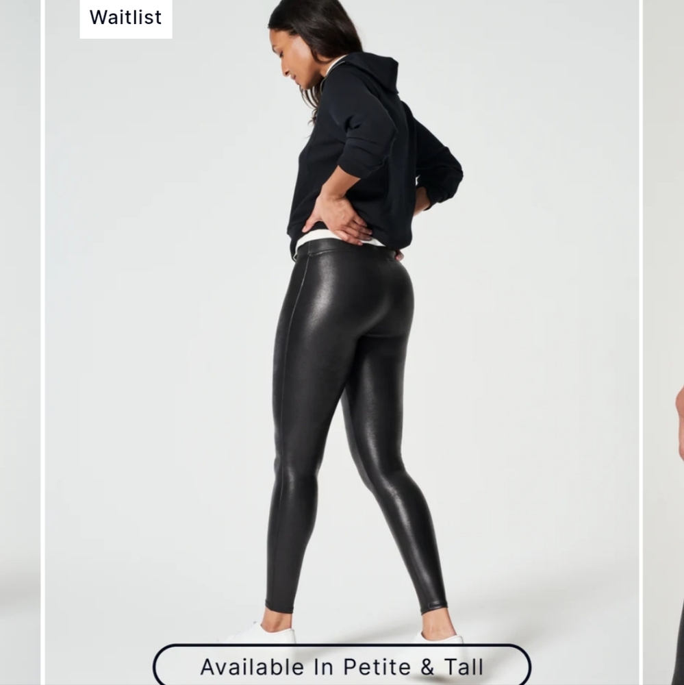 Spanx shape faux leather leggings. Lifts, contours, and shapes. Power waistband.